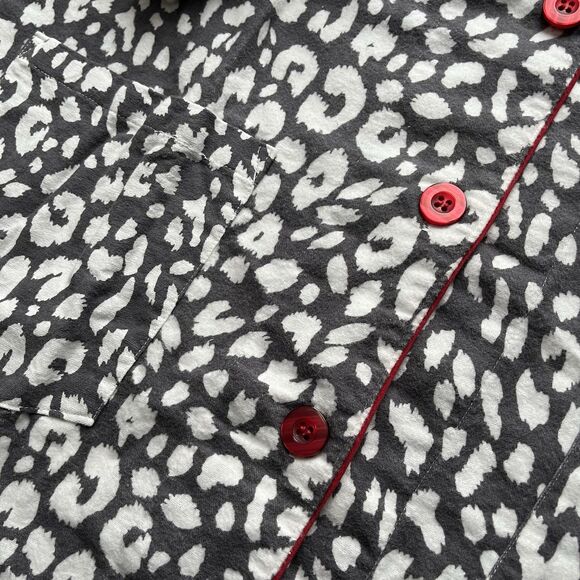 Soft Surroundings 2-PC Pajama Set Gray/White Flannel Animal Print Red Trim Sz 1X - Picture 9 of 15